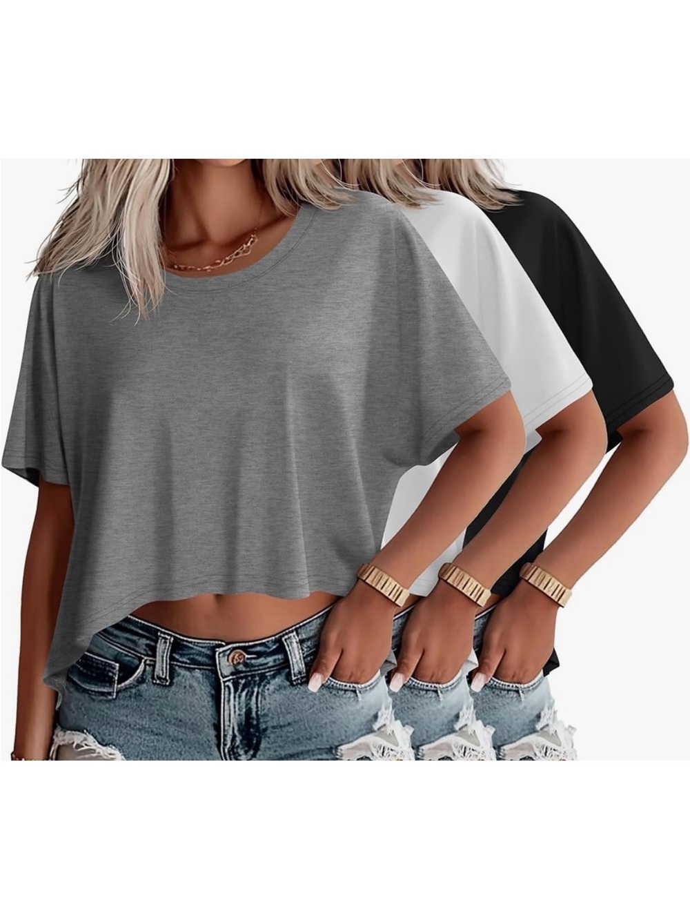 3 pack of over sized cropped tops NWT!